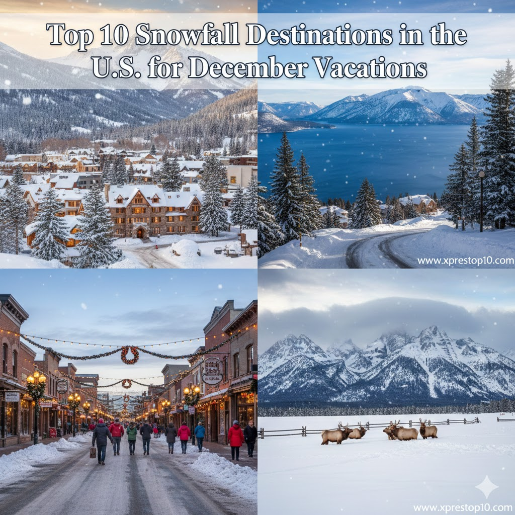 Top 10 Snowfall Destinations in the U.S. for December Vacations